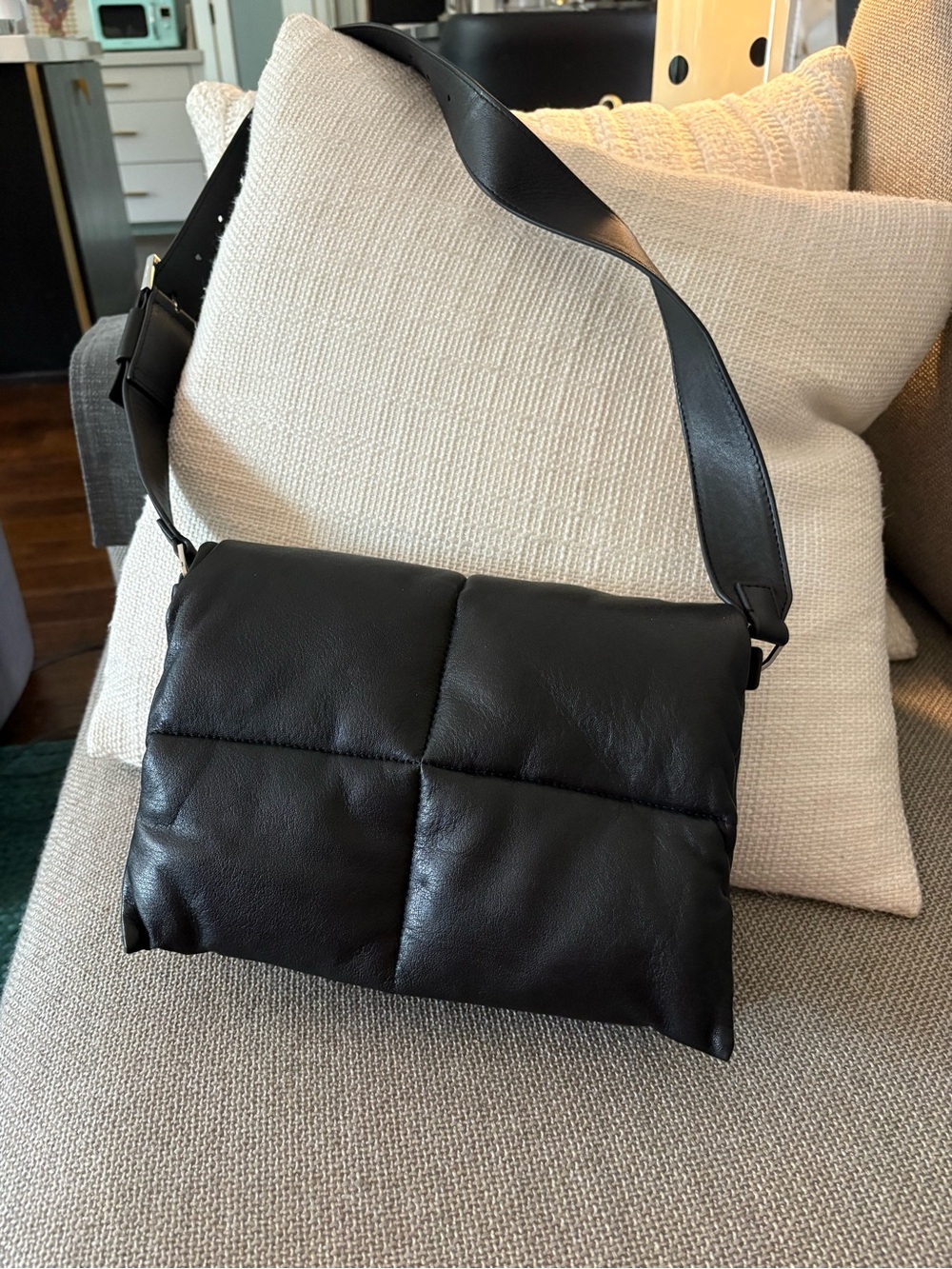ALLSAINTS CROSSBODY QUILTED LEATHER CROSSBODY BAG
